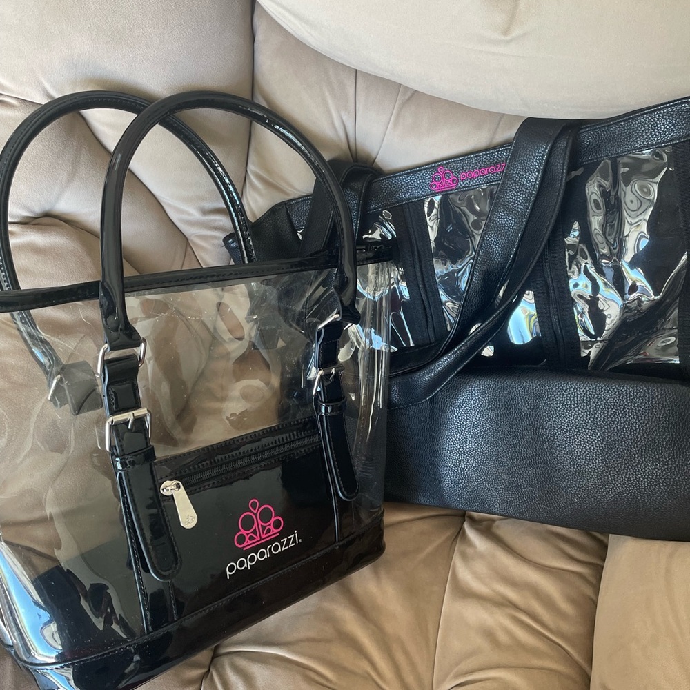 Paparazzi Black and Gray Totes with Structured Design